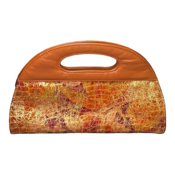 J.Renee Handbags - J Renee Ladies purse, alligator-textured shiny vinyl, shades of terra cotta over